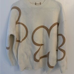 Altar'd State Cream and Brown Patterned Sweater